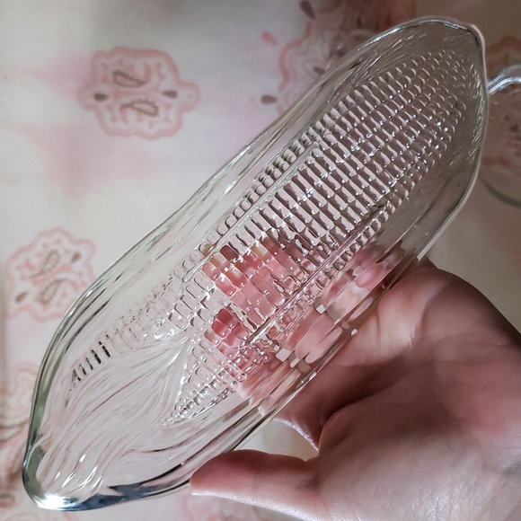 4 Vintage Corn on the Cob Glass Dish Vintage Corn on the Cob Glass Plate Clear - Picture 3 of 10